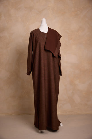 Brown Linen Wide Sleeve Abaya