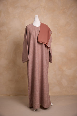 Mauve Linen Wide Sleeve Abaya