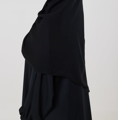 Black Nida Elasticated cuff sleeve Abaya