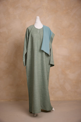 Pistache Linen Wide Sleeve Abaya