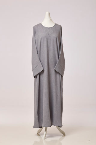 Grey Soft Linen Abaya