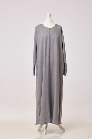 Grey Soft Linen Abaya